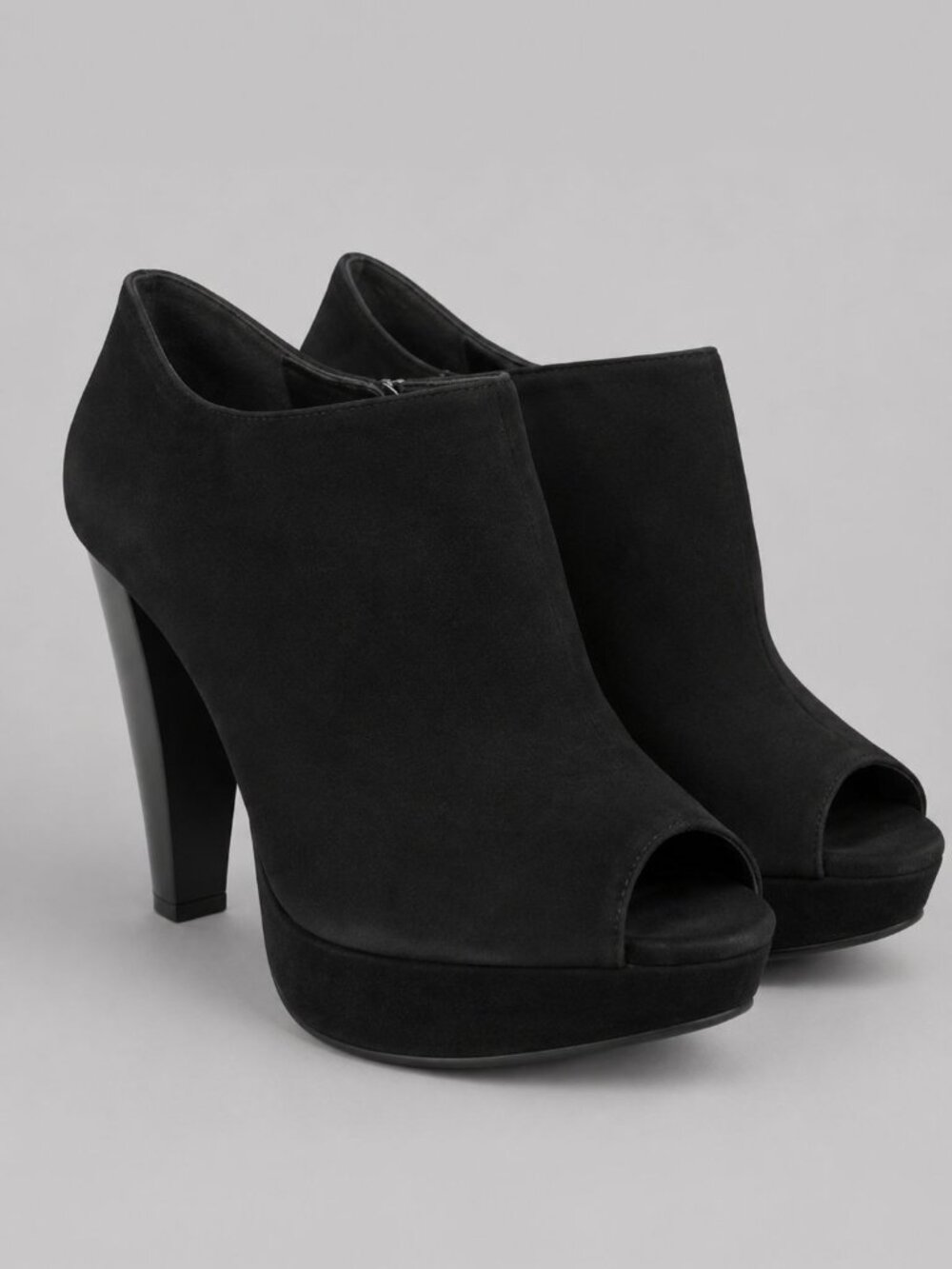 Vintage Cathy Jean Y2K Black Peep Toe Platform Heel Booties Sz 8 Brazil 6460